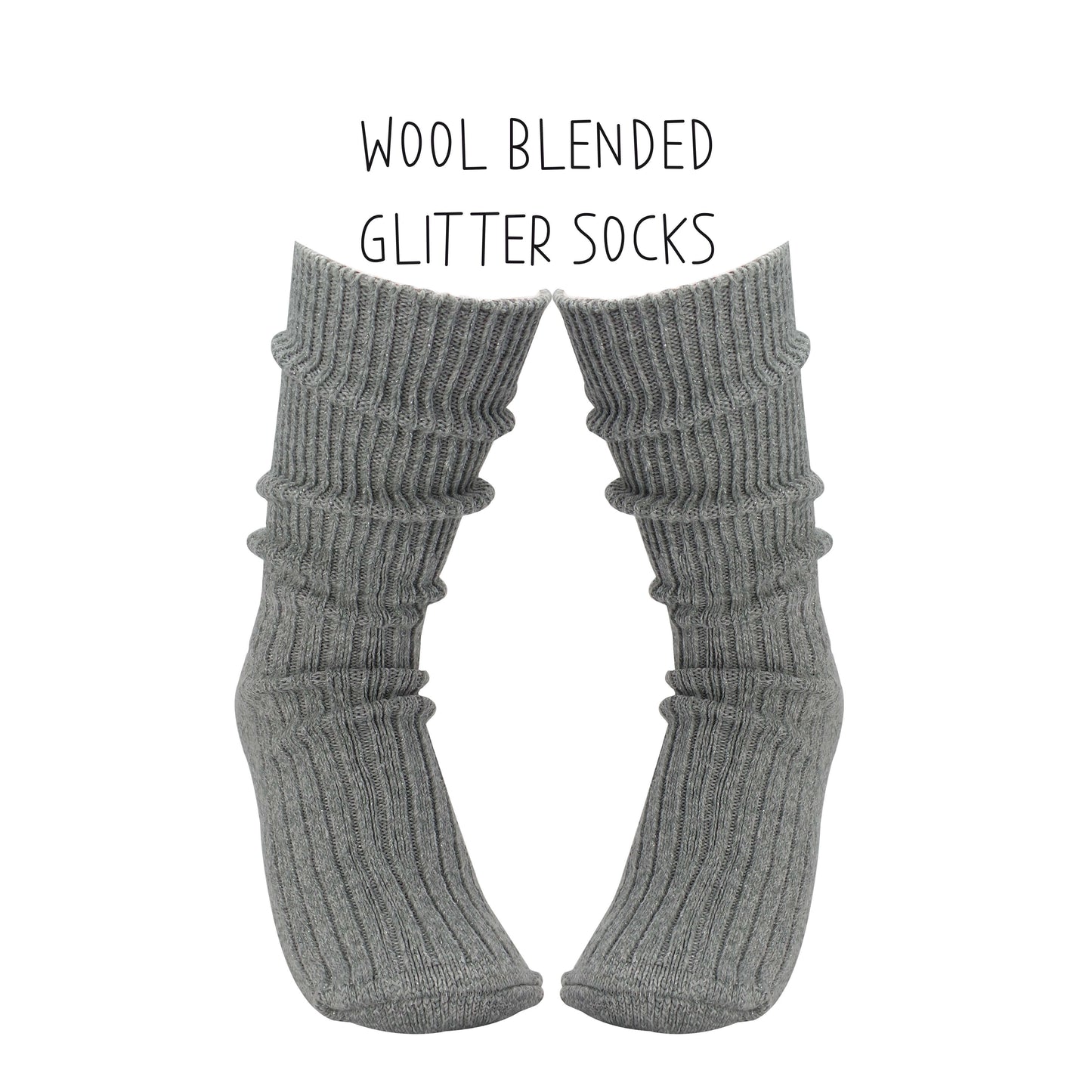 "Go Easy Please, I Am Growing A Little Human" New Mom Socks-Wool Glitter Gray