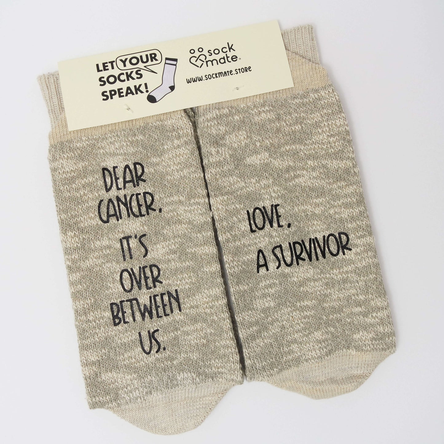 Men's Dear Cancer, It's over between us. / Love, A Survivor" Cancer Letter Socks From A Cancer Fighter