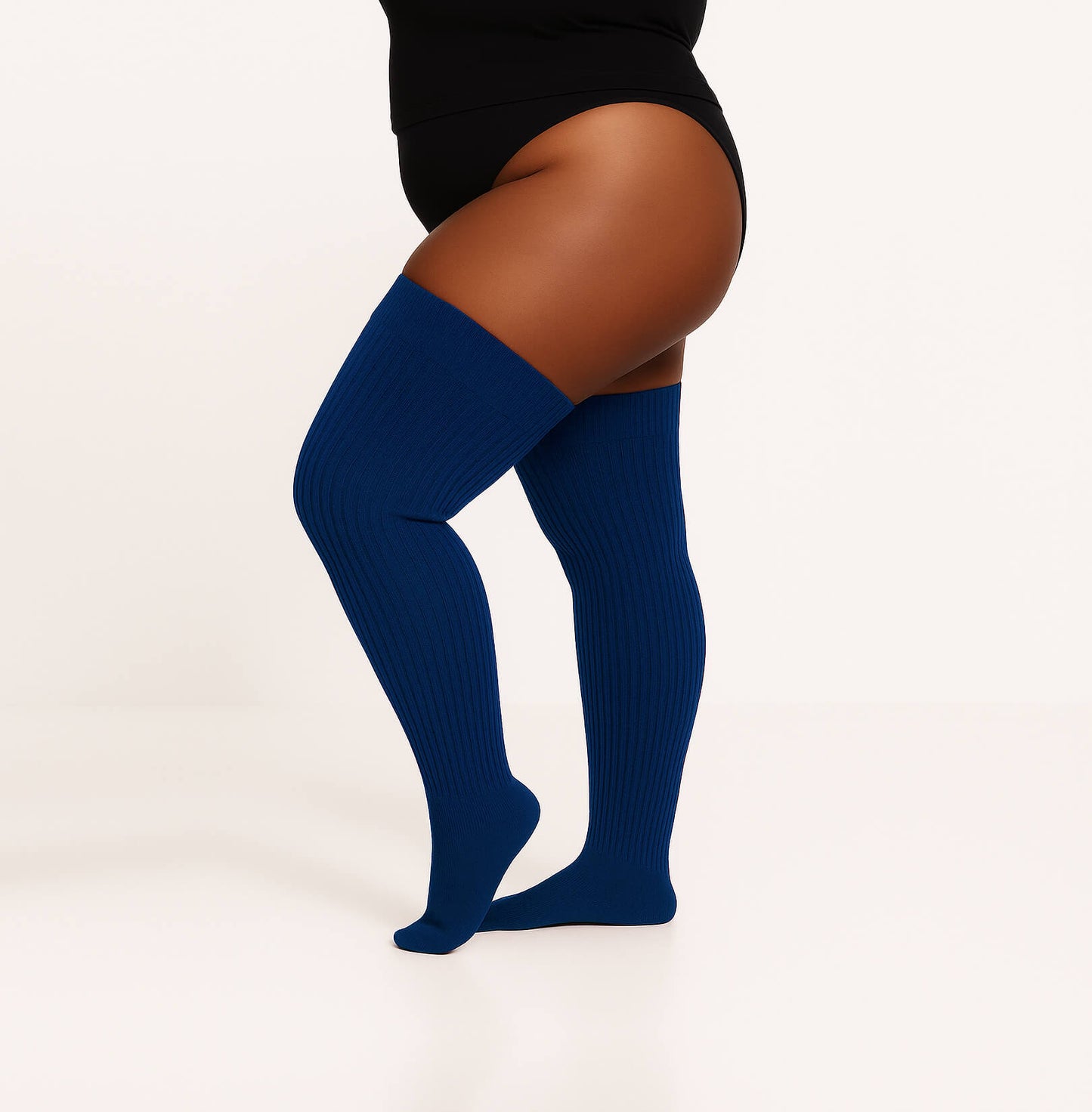Women's Plus Size Blue Thigh High Socks