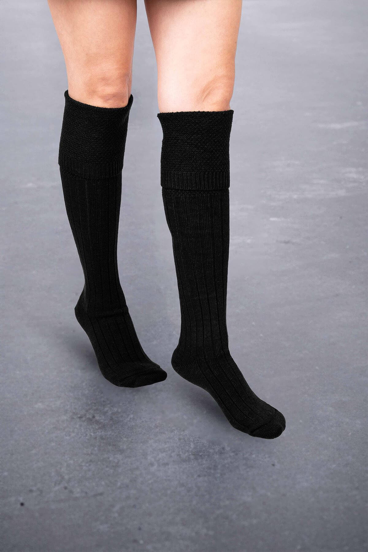 Over-the-Knee Wool Blend Socks – Black