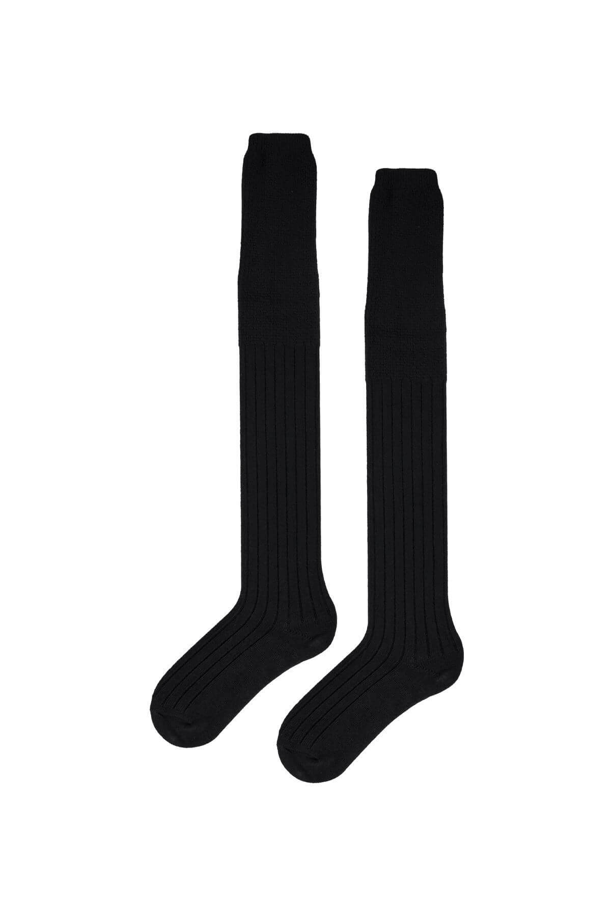 Over-the-Knee Wool Blend Socks – Black