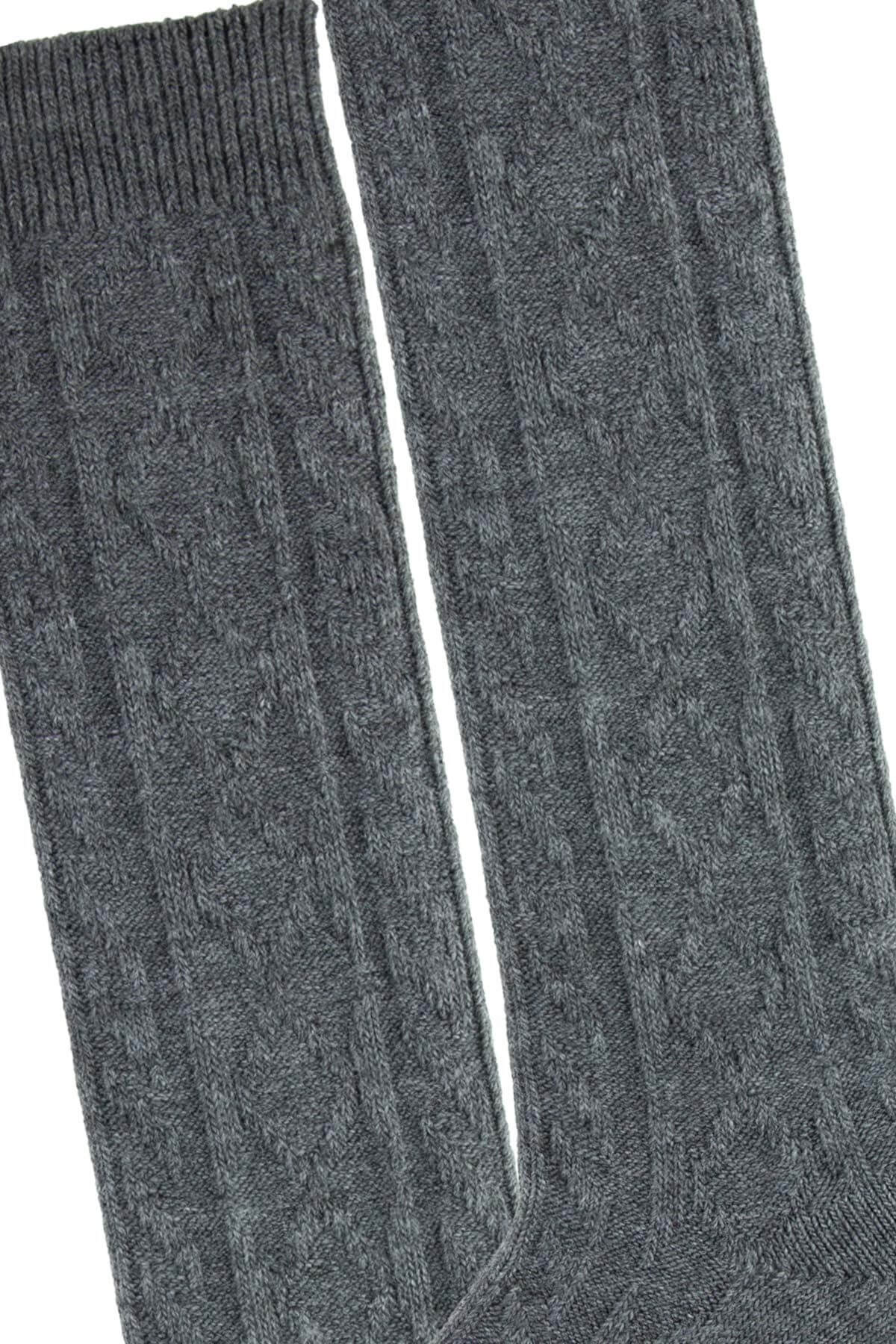 Women's Wool Knee High Socks / Black-Light Gray-Dark Gray