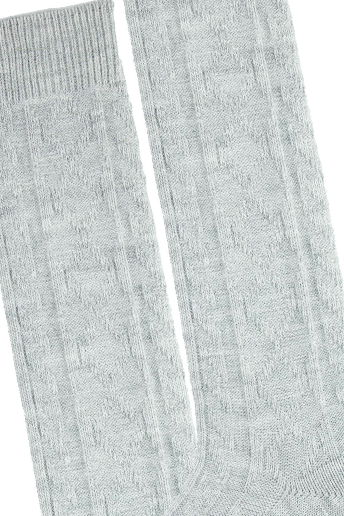 Women's Wool Knee High Socks / Black-Light Gray-Dark Gray