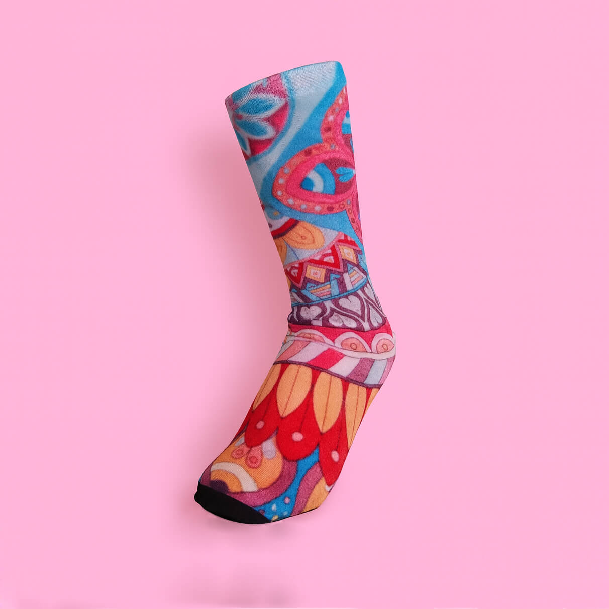Bohemian Mandala Abstract Print Bamboo Socks, Psychedelic Paisley Geometric Hosiery, Festival Party Outfit, Stocking Stuffer, Hippie, Artsy
