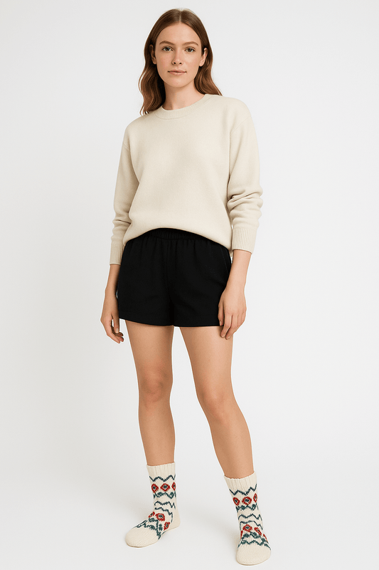 Women's Hand Knitted Socks, Comfy Home Slippers, Gift for Her,  Pink-Blue-Beige Color, US Size 6-10, Cozy,  Chunky Slippers, Birthday gifts