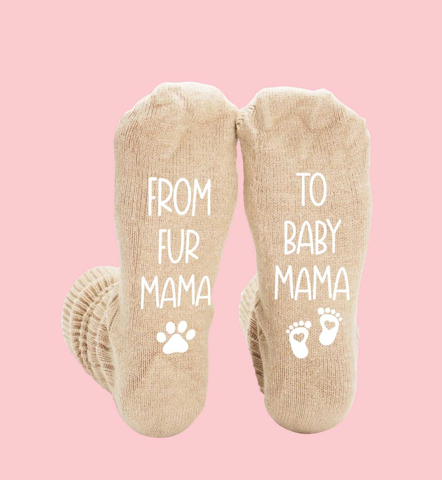 Pregnancy Socks "From Fur Mama to Baby Mama, From Fur Daddy To Baby Daddy" New Parent Sock Set