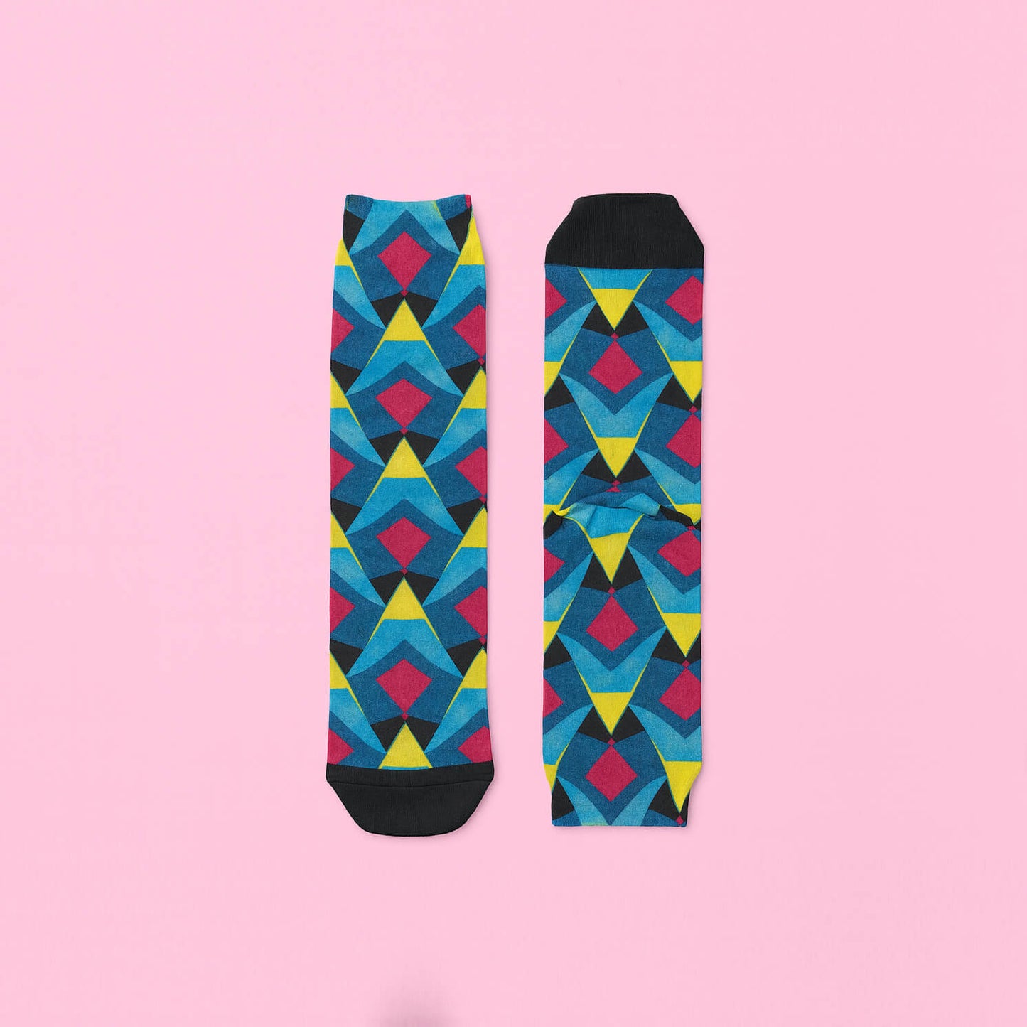 Geometric Bamboo Socks, Funky Colorful Hosiery
