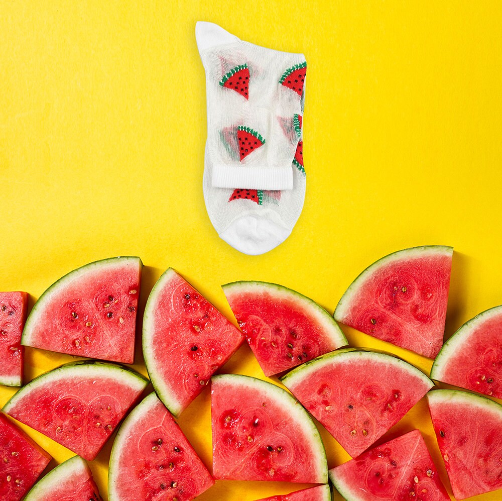 Women's Sheer Strawberry Socks, Pineapple, Watermelon Mesh Socks, Lace  Gift Socks, Tulle-Transparent Socks, Embroidered Hosiery, Size 6-10