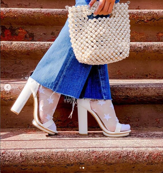 Women's Sheer Stars Socks, White-Red-Dark Blue Mesh Socks, Lace Handmade Gift Socks, Tulle-Transparent Socks, Embroidered Hosiery, Size 6-10