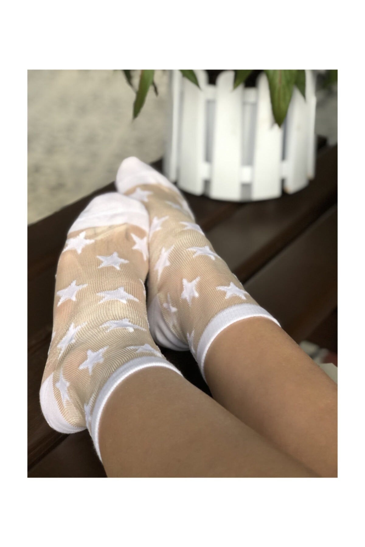 Women's Sheer Stars Socks, White-Red-Dark Blue Mesh Socks, Lace Handmade Gift Socks, Tulle-Transparent Socks, Embroidered Hosiery, Size 6-10