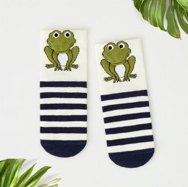 Baby Socks, Newborn Sock For Baby Boys, 3D Frog Navy Striped Hosiery, Baby Shark Infant Socks, 0-6, 6-12, 12-18 Months Old, Animal Socks