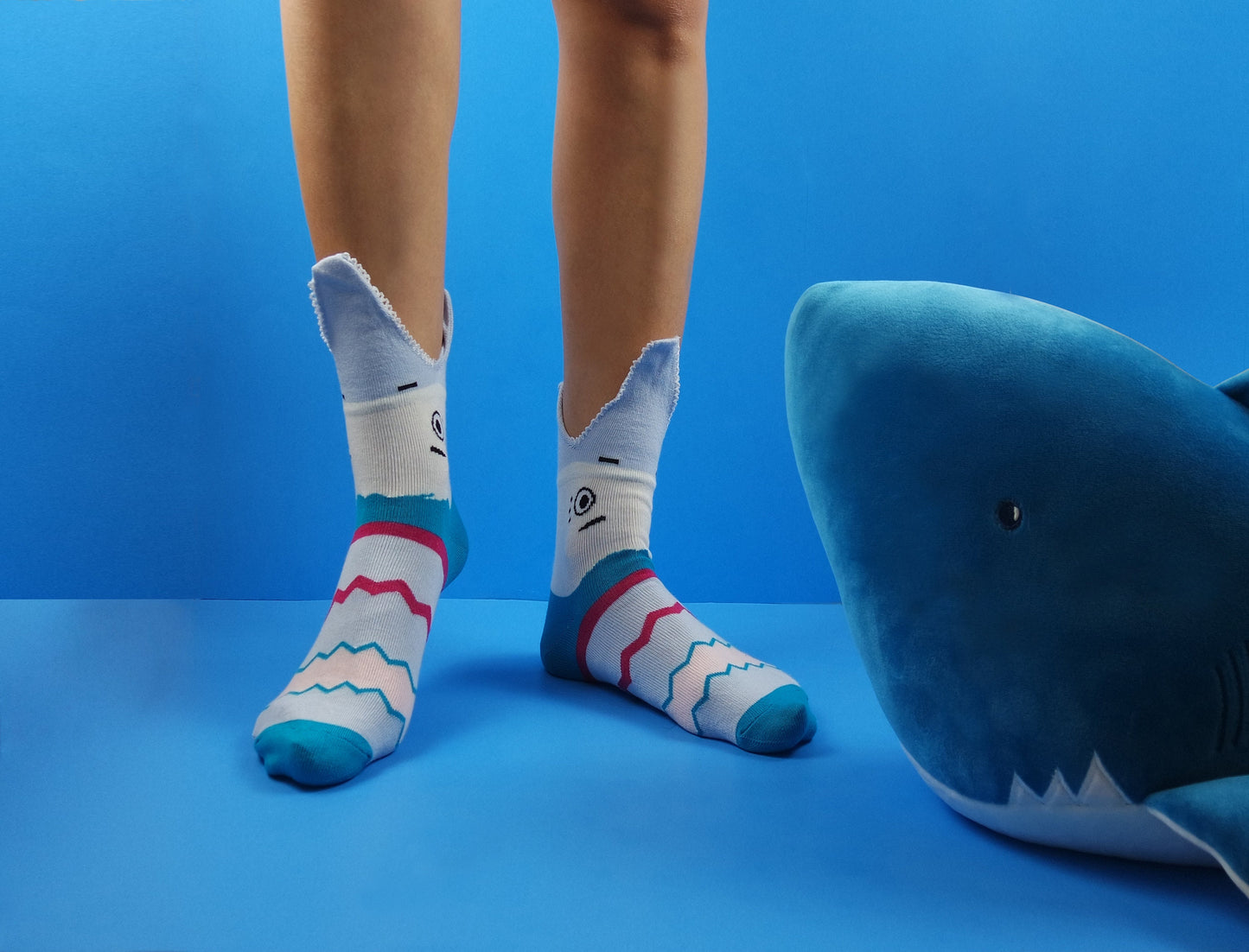 Pack Of 3 Kid's Shark Crew Socks, Animal Hosiery, Pink, Purple, Blue Color Fish Sock Gift for Girls, Ages 1-3, 3-5, 5-7, 7-9, 9-11 years old