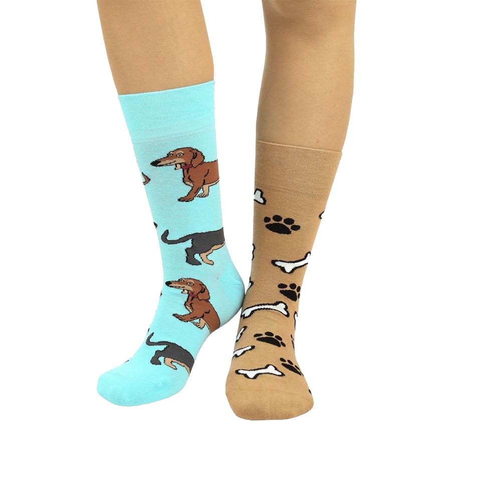 Hot Dog Dachshund Mismatched Socks, Funny Dog Socks, Mismatched Socks,  Dog Dad,Dog Mother Socks, Matched Couple Socks, Gift For Couple