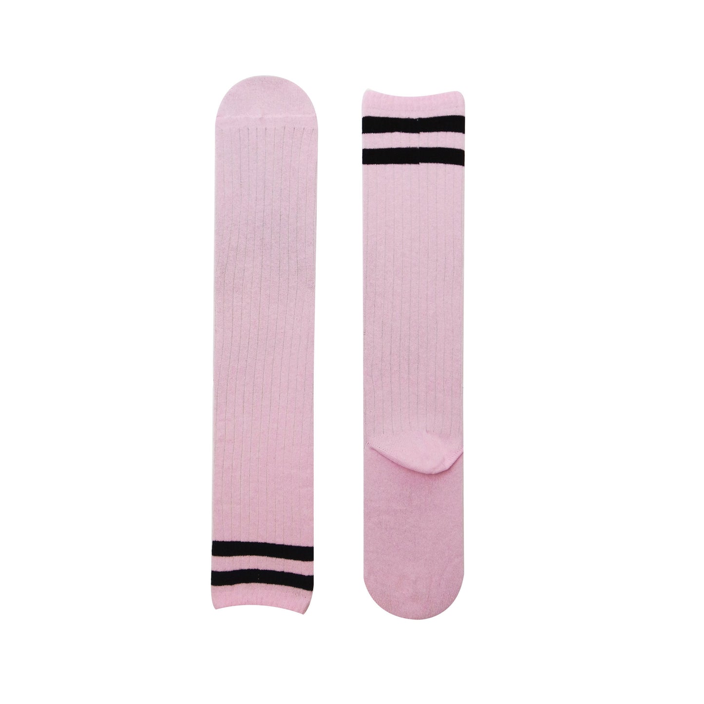 Girls Trip Socks, Girls Party Favor, Women's Pink Knee High Socks With Black Stripes, Skating Socks, Skate Boarding Sock, Girls Weekend Sock