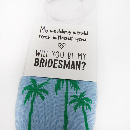 Bridesman Socks, Tropical Wedding Theme, Bridesman Gifts, Groomswoman Gift, Bridal Party Gift, Will You Be My Bridesman, Proposal Box Items
