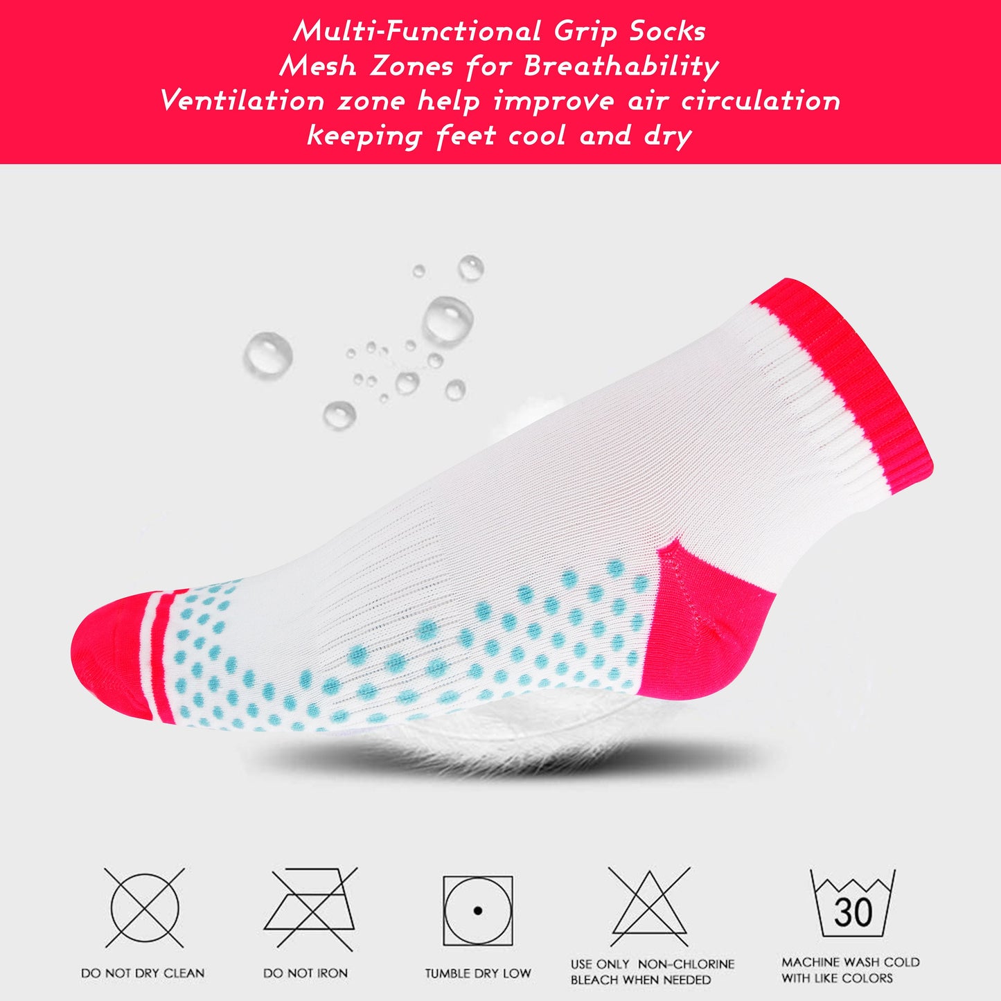 Women's Running Socks, Athletic Slipper Hosiery, Grip Low Cut White Sport, Workout, Pilates, Yoga, Non Slip Sock Set, Neon Yoga Gift Socks