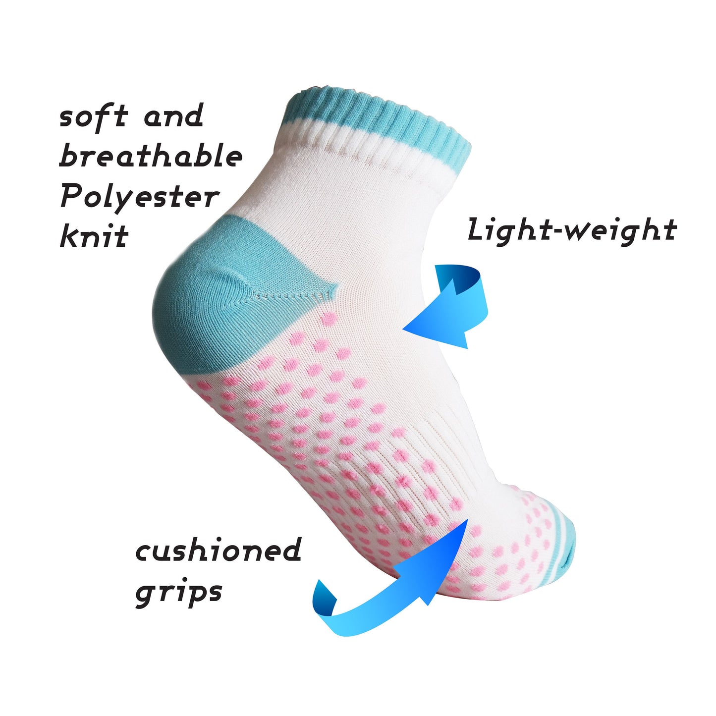 Women's Running Socks, Athletic Slipper Hosiery, Grip Low Cut White Sport, Workout, Pilates, Yoga, Non Slip Sock Set, Neon Yoga Gift Socks