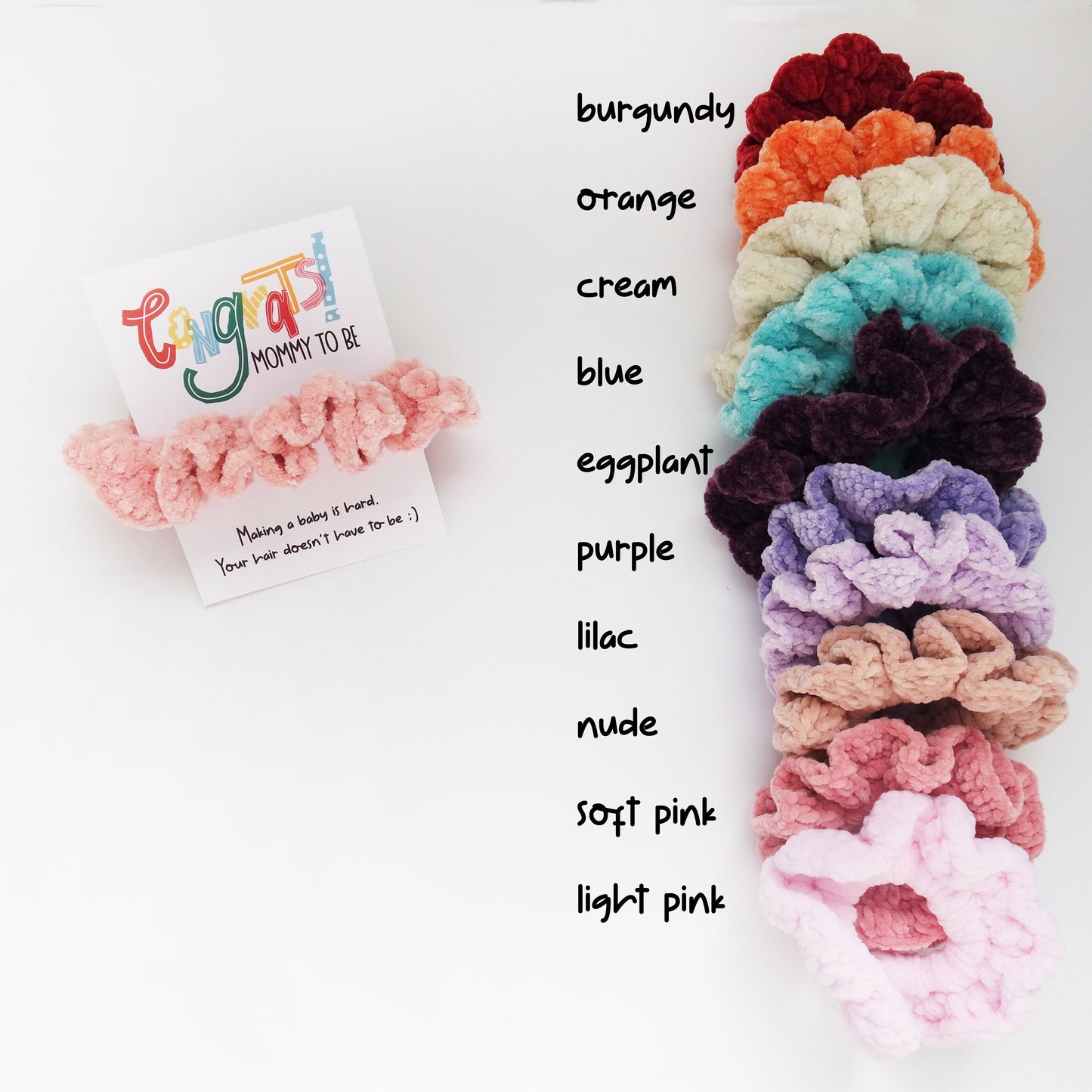 Random Color Pregnant Mom Scrunchies, Labor Gifts, Congratulations Pregnancy