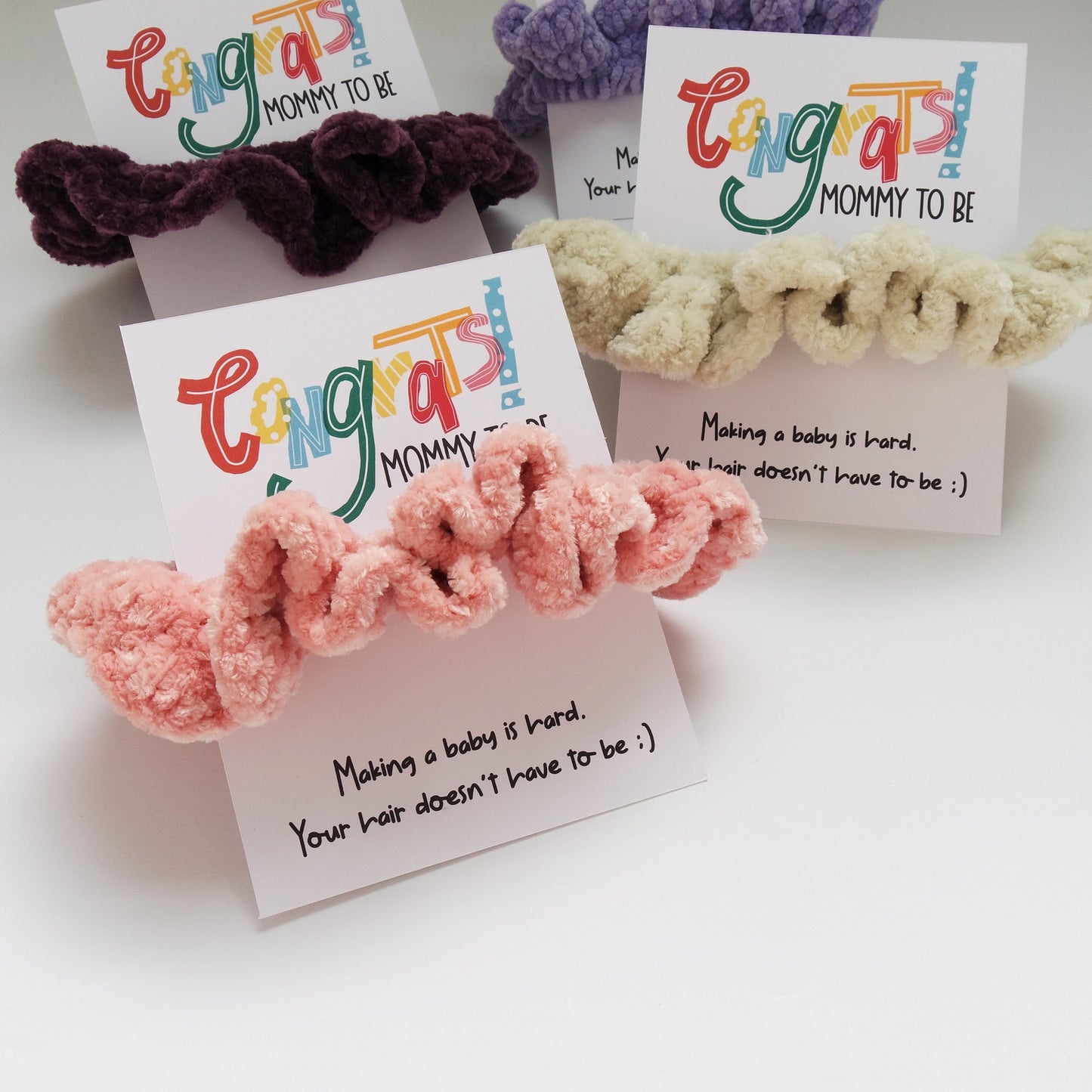 Random Color Pregnant Mom Scrunchies, Labor Gifts, Congratulations Pregnancy