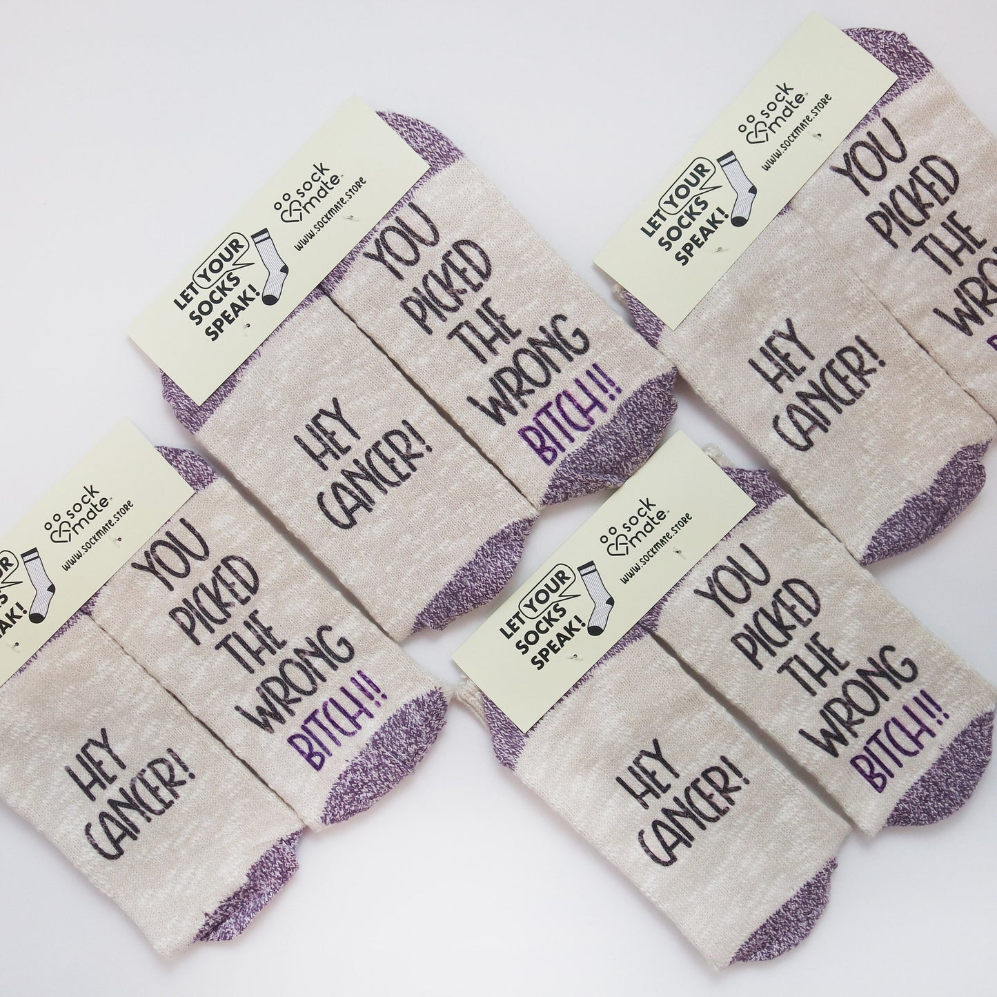 Cancer Fighter Gift, Hey Cancer You Picked the Wrong Bitch, Fuck Cancer Sock, Breast Cancer, Cancer Survivor, Get Well Soon, Chemo Treatment