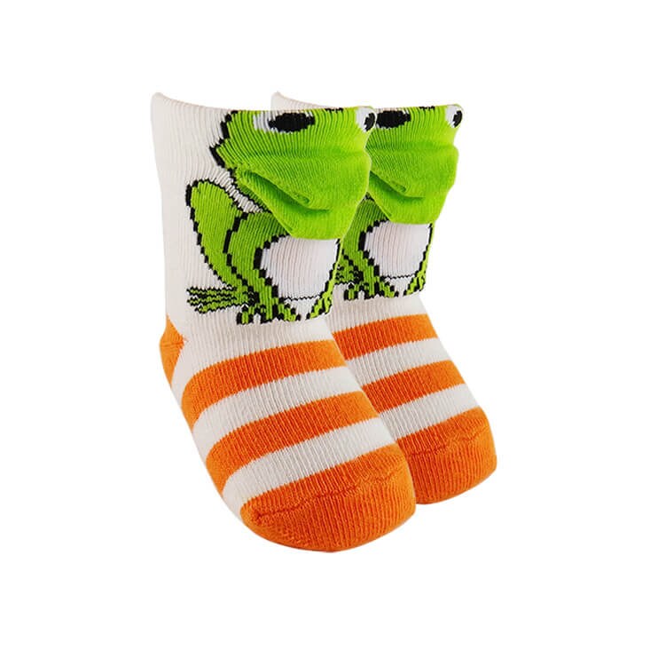 Baby Socks, 3D Frog Newborn Striped Sock, Gender-Neutral Kids' Clothing, Baby Shower Gift, New Baby Gift, Baby Announcement, Animal Pattern