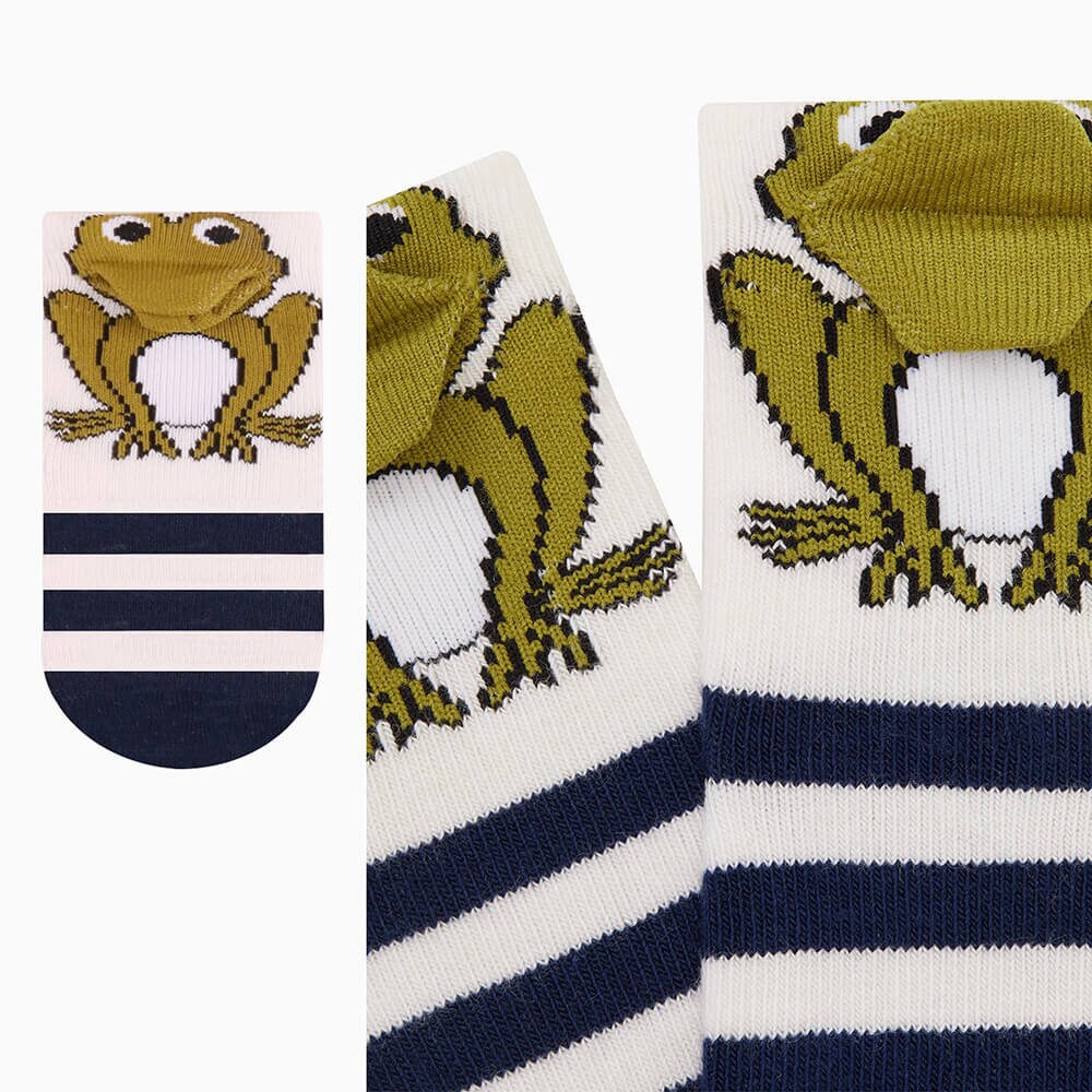 Baby Socks, Newborn Sock For Baby Boys, 3D Frog Navy Striped Hosiery, Baby Shark Infant Socks, 0-6, 6-12, 12-18 Months Old, Animal Socks