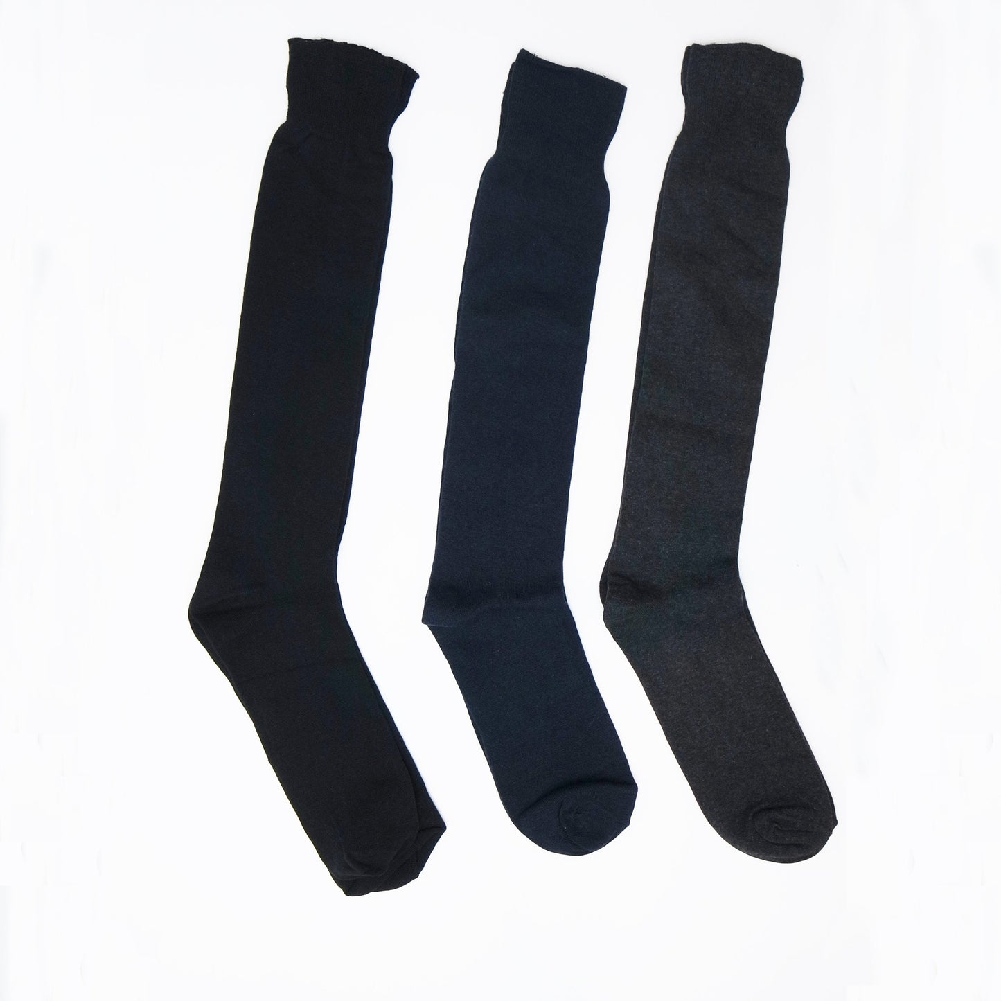 Sockmate Men's Knee High Cotton Socks, Over-The-Calf Dress Socks For Him, Gray, Black, Navy Color,