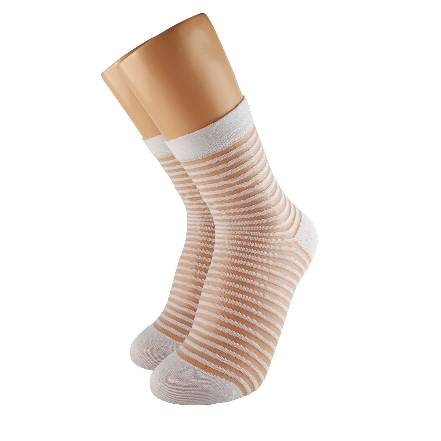 Women's Striped Sheer Socks, White-Pink-Rainbow Mesh, Transparent, Lace Socks, US Size 6-10, Gift for Her, Pink Lover Gift, Fashion Socks