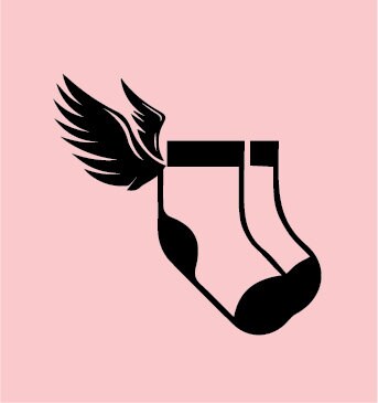 Angel Socks Vector Decal, Laundry Room Decor Idea, Lost Sock Wall Sticker, Lost Socks Label, Lost Socks Organizer, Lonely Sock, Missing Sock