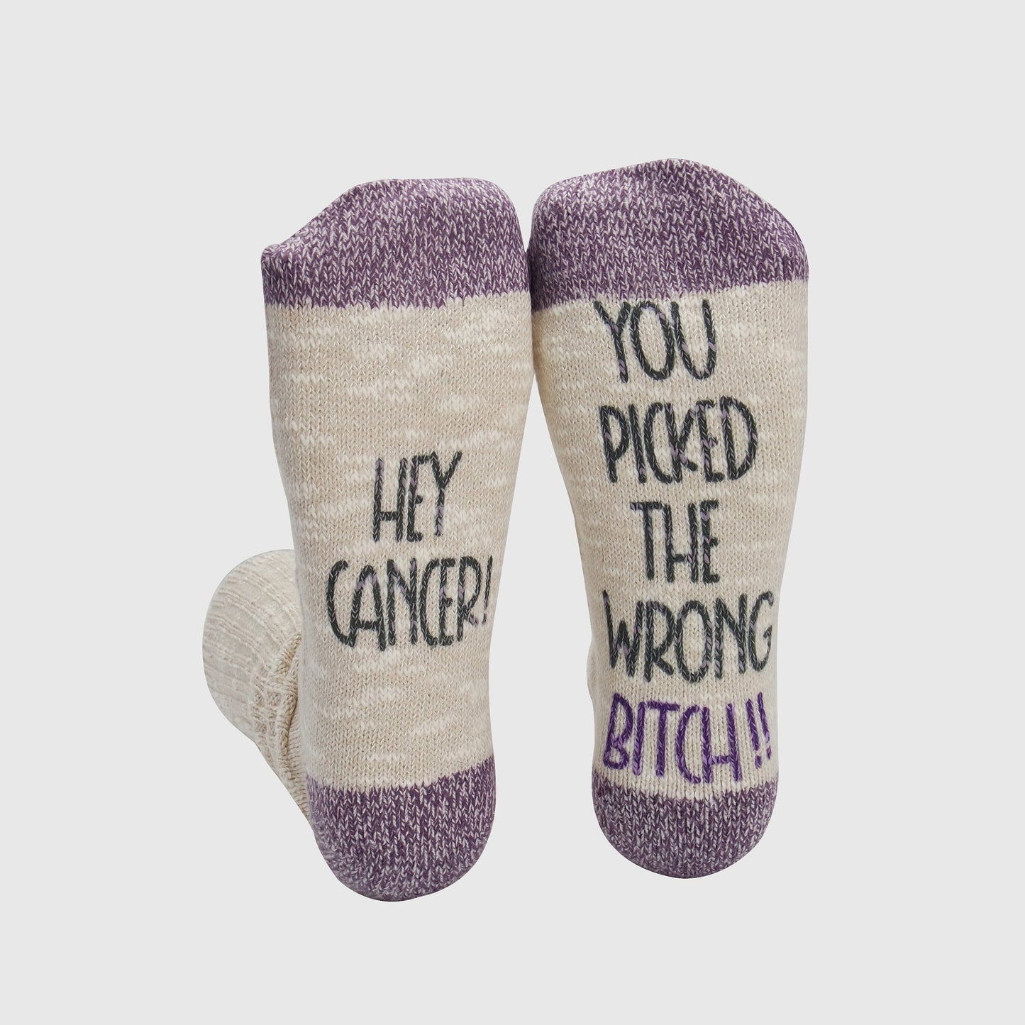Cancer Fighter Gift, Hey Cancer You Picked the Wrong Bitch, Fuck Cancer Sock, Breast Cancer, Cancer Survivor, Get Well Soon, Chemo Treatment