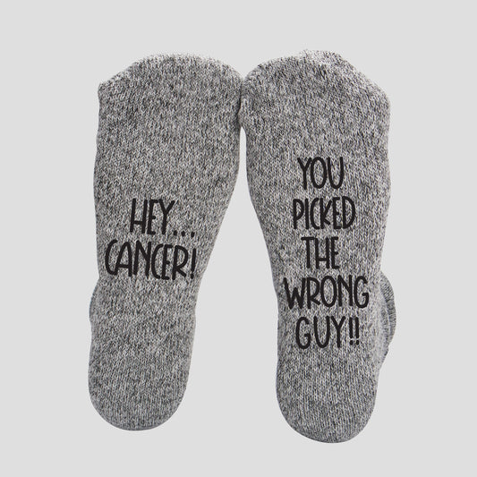 Hey Cancer You Picked The Wrong Guy Sock, Cancer Gift, Socks For Chemo, Support Gift for Him, Cancer Free, Fuck Cancer, Chemo Treatment Gift