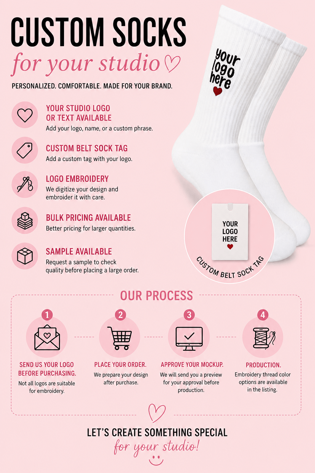 Custom Embroidered Logo On Yoga Socks, Personalized Studio Socks – Non-Slip Yoga & Pilates Socks with Logo Embroidery