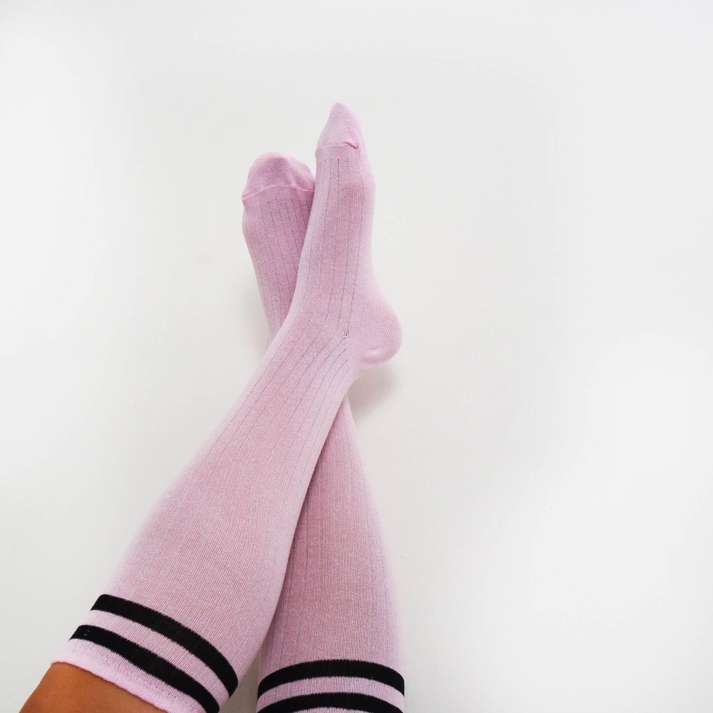 Women's Knee High Socks With Black Stripes