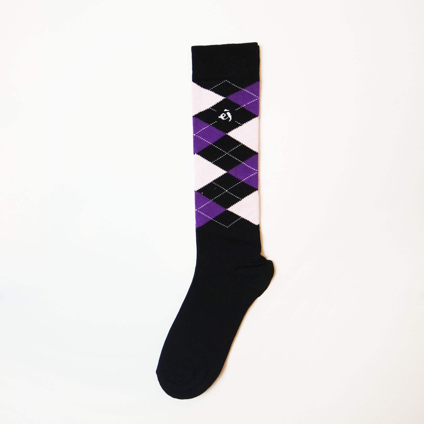 purple-blue argyle knee-high socks for women, combining classic style with a modern twist for a trendy look.