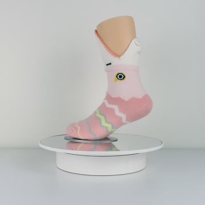 Vibrant pink 3D accessories shark kids socks with an eye-catching shark pattern.