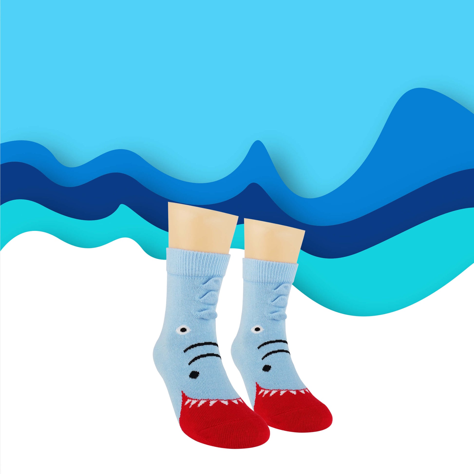 Light blue color, shark teeth socks, Halloween costume socks