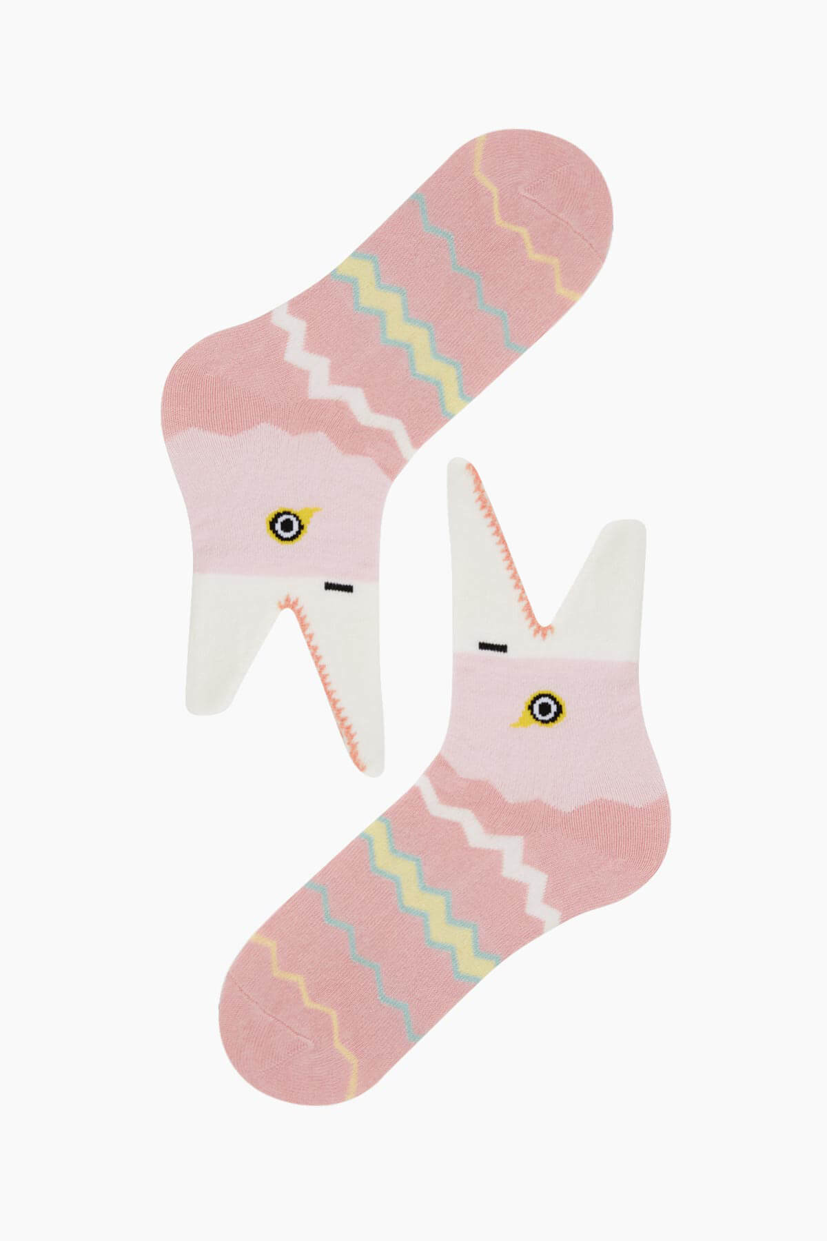 Children's pink 3D accessories shark socks, featuring a delightful shark design