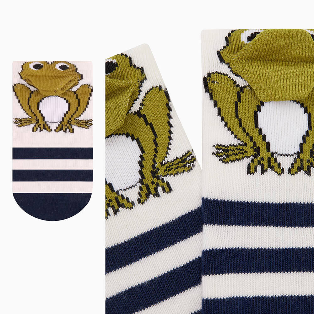 3D Baby Frog Socks - Navy