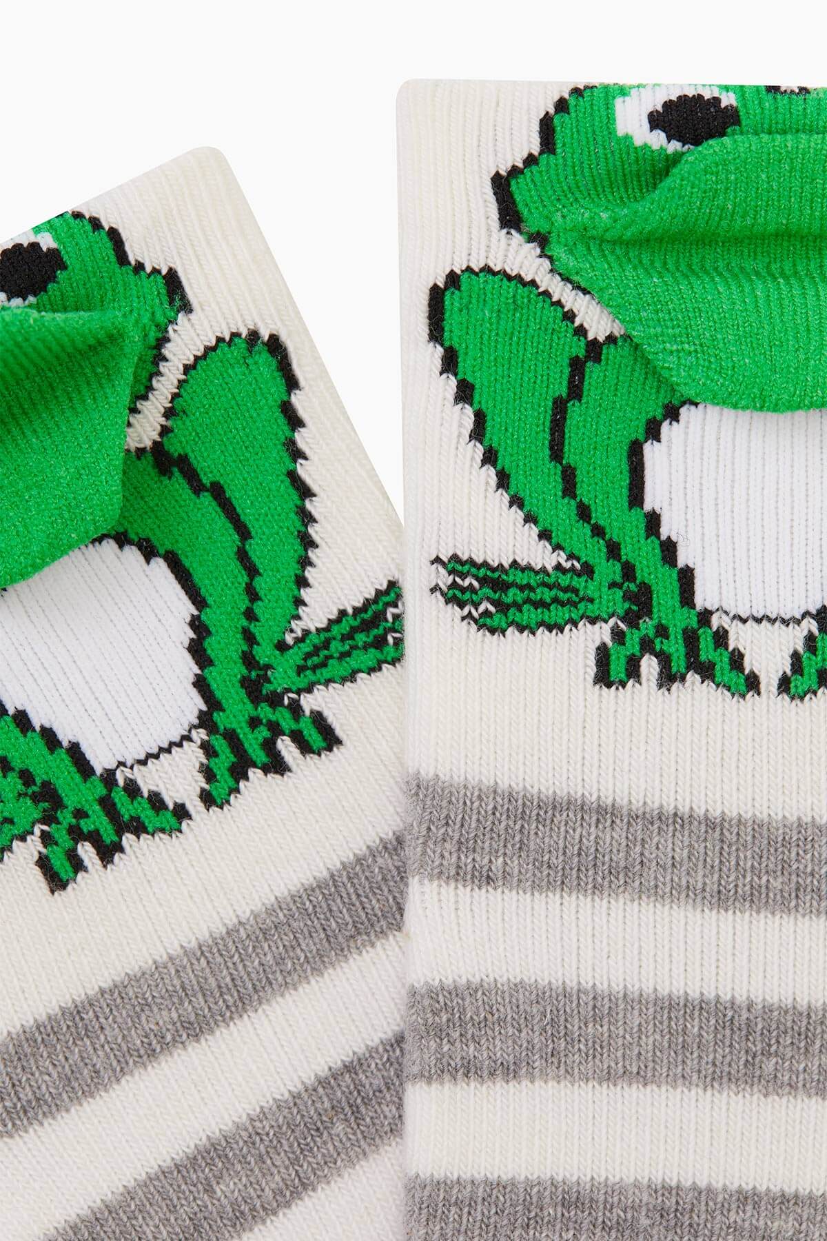 3D Baby Frog Socks - Gray Color Striped