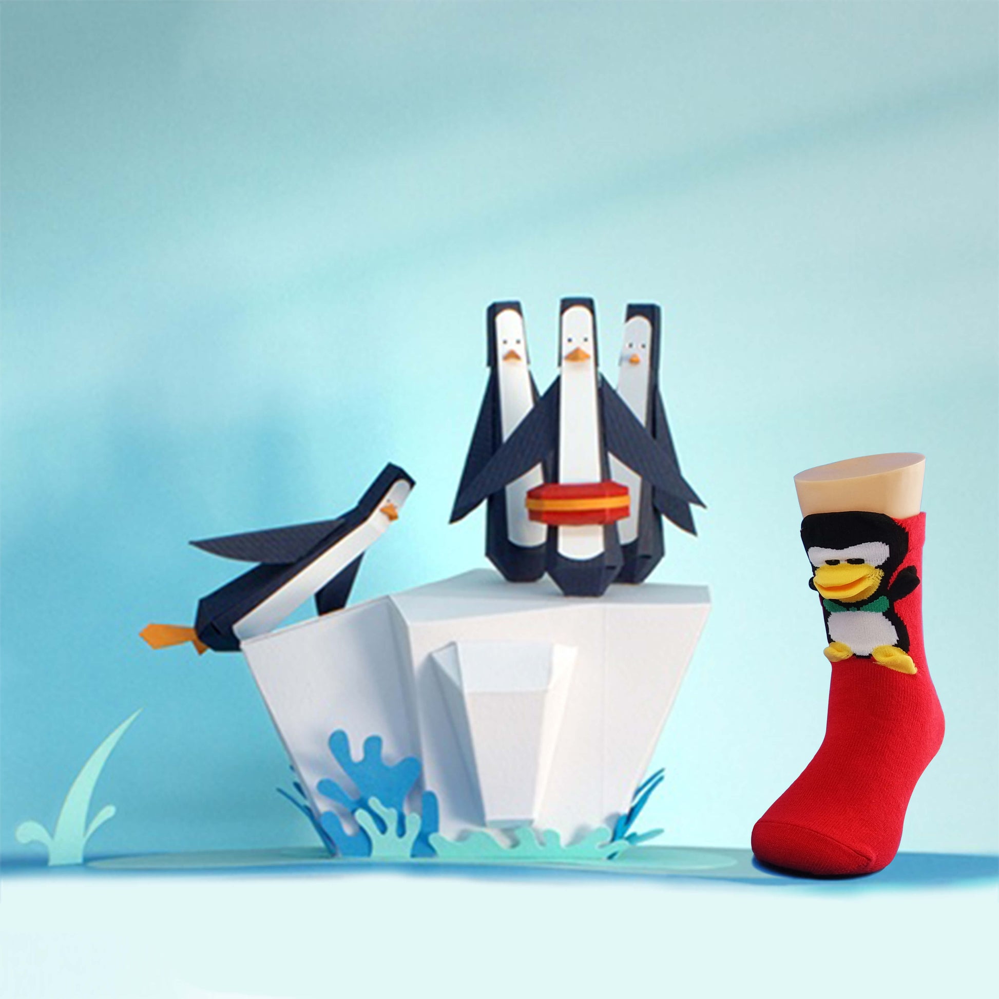 Sockmate red penguin socks, 3d designed animal sock for any occasion