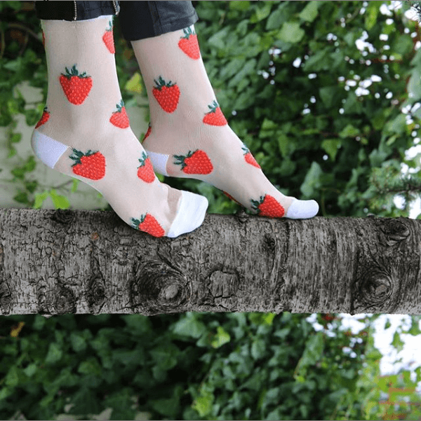 Sheer Strawberry Socks - Sockmate