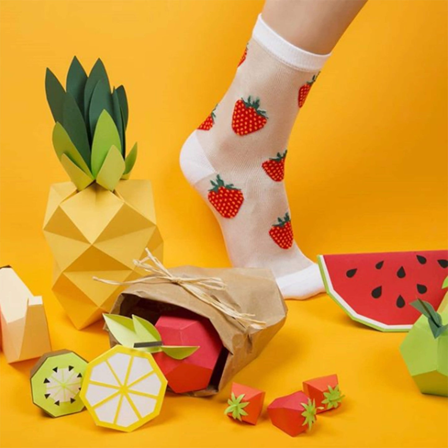 Sheer Strawberry Socks - Sockmate