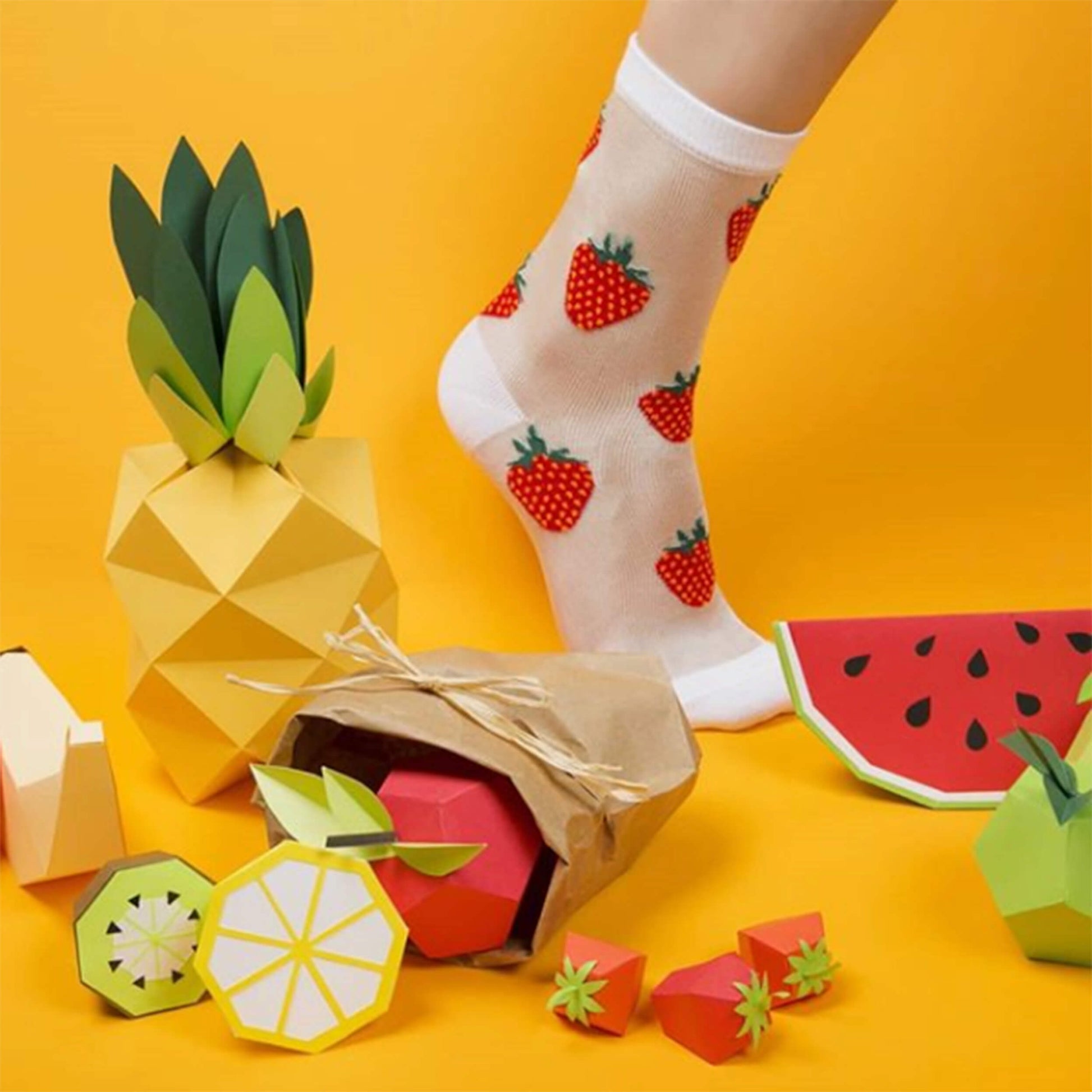 Sheer Strawberry Socks - Sockmate