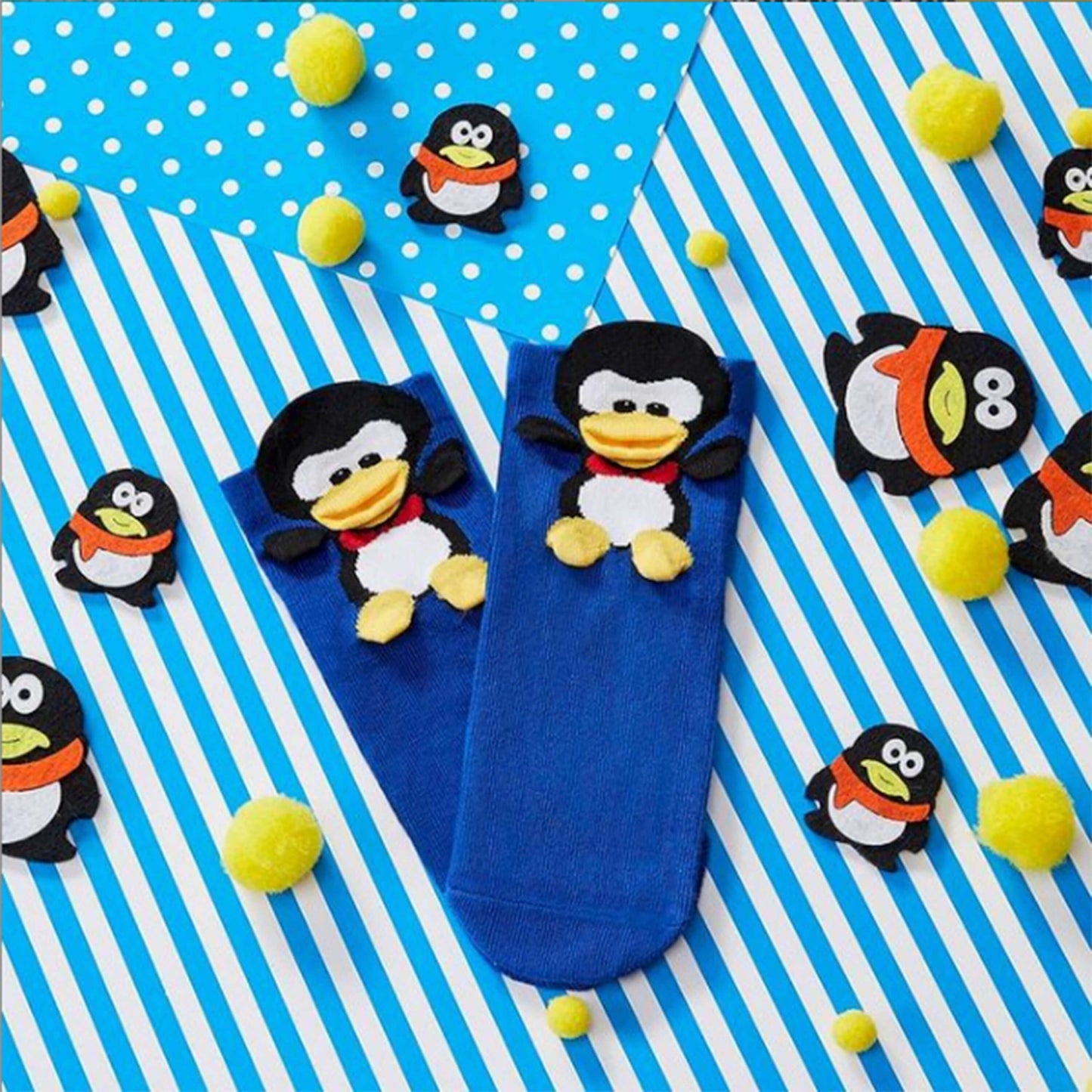 Kid's 3D Penguin Design Socks - Animal Socks / Blue