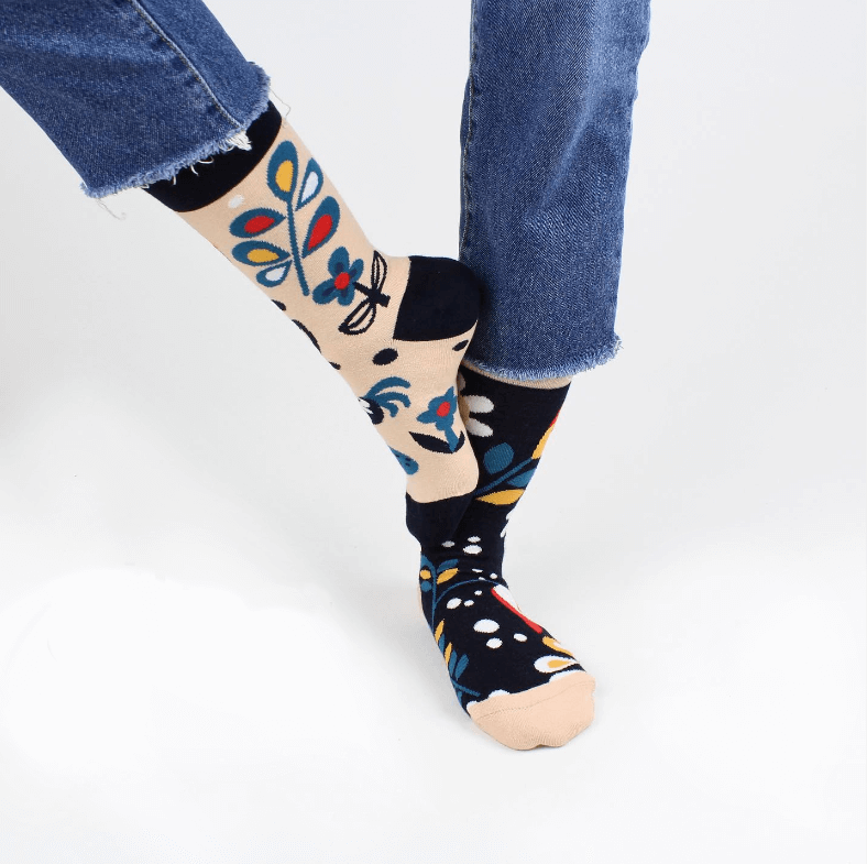 Unisex Floral, Roaster Mismatched Socks - Sockmate