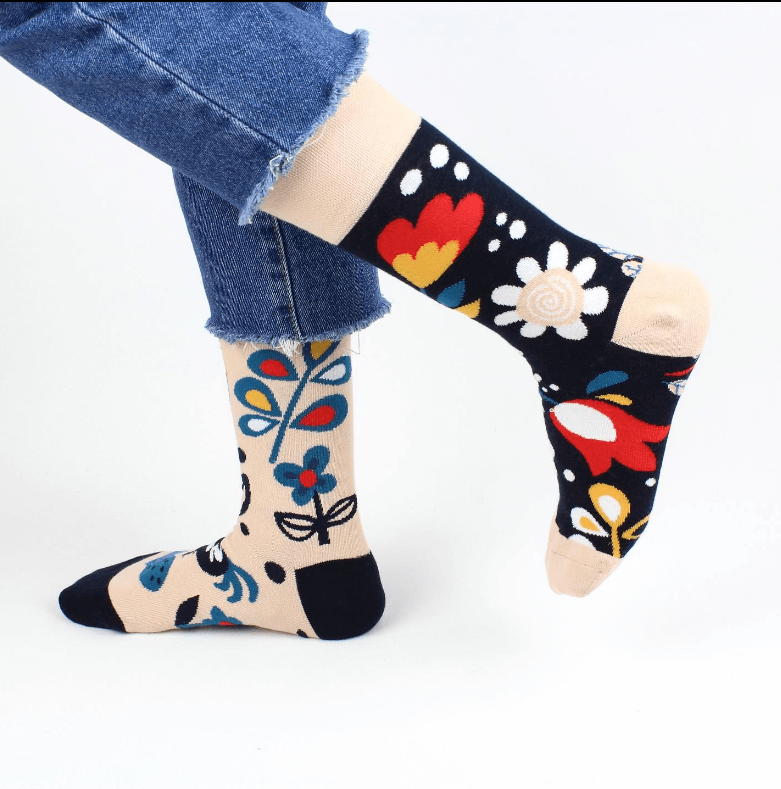 Unisex Floral, Roaster Mismatched Socks - Sockmate