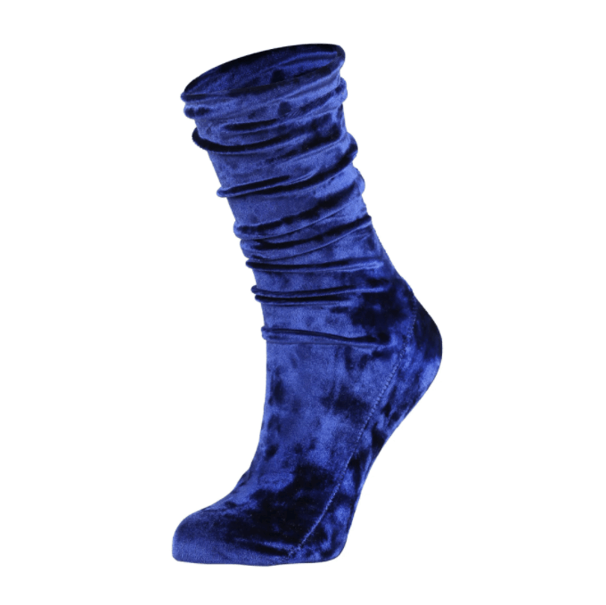 Women's Velvet Blue Slouchy Socks