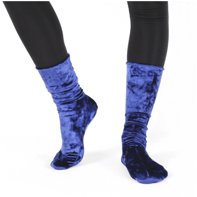 Women's Velvet Blue Slouchy Socks