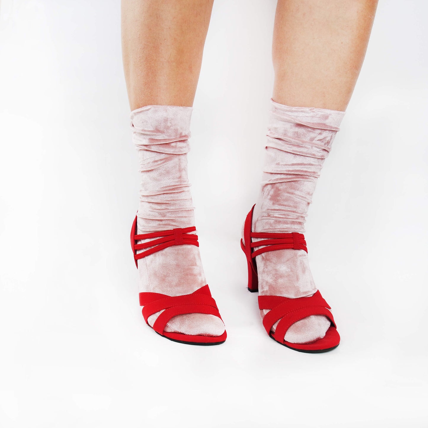 Women's Velvet Pink Slouchy  Socks