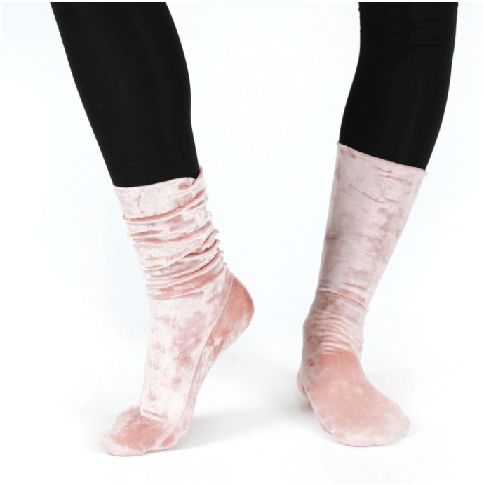 Women's Velvet Pink Slouchy  Socks